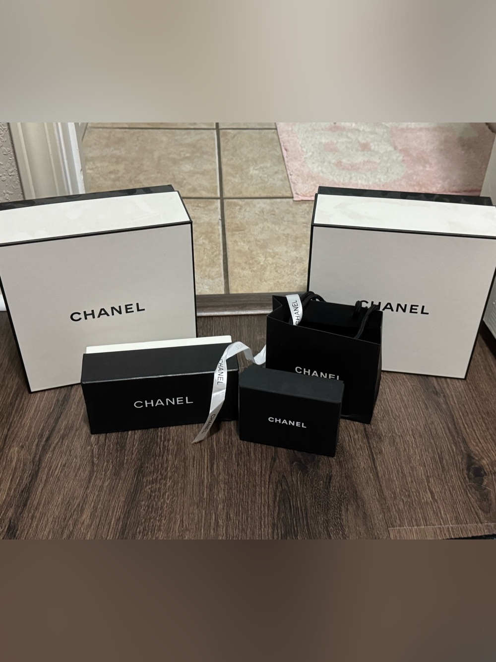 CHANEL Black & White Branded Boxes and Bag Set